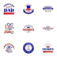 Happy Fathers Day Greeting Card 9 Blue and red Happy fathers day card vintage retro type font Editable Vector Design Elements