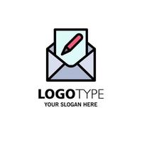 Compose Edit Email Envelope Mail Business Logo Template Flat Color vector