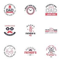 Happy fathers day card 9 Black and Pink Set Vector illustration Editable Vector Design Elements