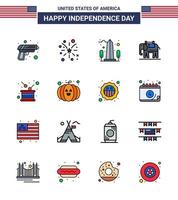 16 Creative USA Icons Modern Independence Signs and 4th July Symbols of drum usa landmark american washington Editable USA Day Vector Design Elements