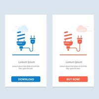 Bulb Economic Electrical Energy Light Bulb Plug  Blue and Red Download and Buy Now web Widget Card Template vector