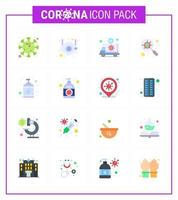 Novel Coronavirus 2019nCoV 16 Flat Color icon pack magnifying glass n devirus transportation viral coronavirus 2019nov disease Vector Design Elements