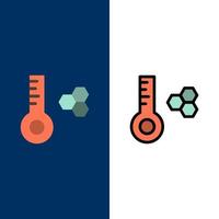 Temperature Temperature Meter Thermometer  Icons Flat and Line Filled Icon Set Vector Blue Background