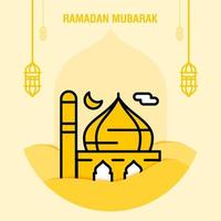 plantilla de saludo ramadan kareem media luna islámica y linterna árabe ilustración vectorial vector