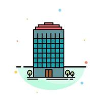 plantilla de icono de color plano abstracto de espacio de torre de oficina de edificio vector