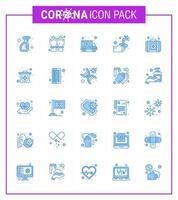 Simple Set of Covid19 Protection Blue 25 icon pack icon included bubble washing secure medical transport viral coronavirus 2019nov disease Vector Design Elements