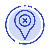 Add Pin Location Map Blue Dotted Line Line Icon vector