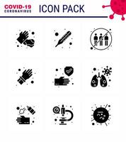 Coronavirus Awareness icon 9 Solid Glyph Black icons icon included hand care engagement protect glove viral coronavirus 2019nov disease Vector Design Elements