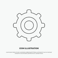 engranaje ajuste cogs línea icono vector