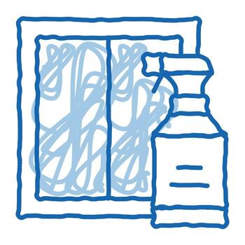 vidrio limpio spray doodle icono dibujado a mano ilustración vector