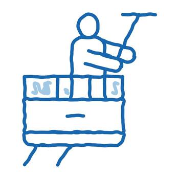 lavadora de ventana doodle icono dibujado a mano ilustración vector