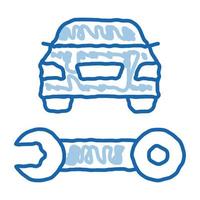 ilustración de dibujado a mano de icono de doodle de llave de reparación de automóviles vector