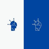 User Man Mind Programming Art Line and Glyph Solid icon Blue banner Line and Glyph Solid icon Blue banner vector