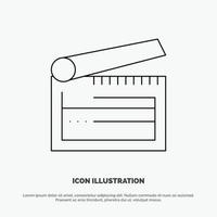 Action Board Clapboard Clapper Clapperboard Line Icon Vector