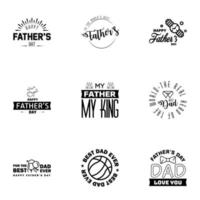 9 Black Happy Fathers Day Design Collection A set of twelve brown colored vintage style Fathers Day Designs on light background Editable Vector Design Elements