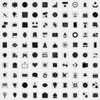 Set of 100 Universal Solid Icons vector