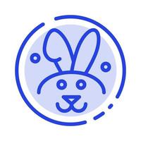 conejito conejo de pascua línea punteada azul icono de línea vector