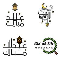 Las 4 mejores frases de eid mubarak que dicen texto de cita o letras fuentes decorativas escritura vectorial y tipografía manuscrita en cursiva para diseños folletos pancartas volantes y camisetas vector