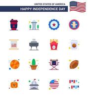 usa feliz día de la independencia pictograma conjunto de 16 pisos simples de texto águila vidrio celebración americano editable usa día vector elementos de diseño