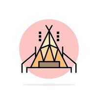 Camp Tent Camping Abstract Circle Background Flat color Icon vector