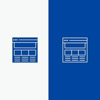 Website Page Interface Web Online Line and Glyph Solid icon Blue banner Line and Glyph Solid icon Blue banner vector