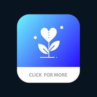 gratitud crecer crecimiento corazón amor aplicación móvil botón android e ios versión de glifo vector