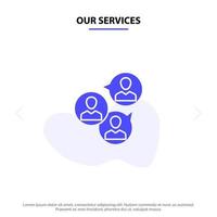 Our Services Focus Group Business Focus Group Modern Solid Glyph Icon Web card Template