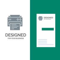 Printer Print Printing Education Grey Logo Design and Business Card Template vector