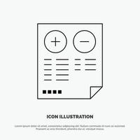 pros contras documento más menos icono de línea vectorial vector