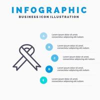 Ribbon Aids Health Medical Blue Infographics Template 5 Steps Vector Line Icon template