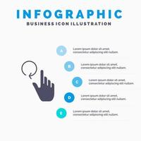 Hand Finger Gestures Reload Solid Icon Infographics 5 Steps Presentation Background vector