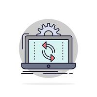 procesamiento de datos análisis informes sincronización vector de icono de color plano