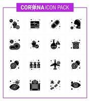 Coronavirus Precaution Tips icon for healthcare guidelines presentation 16 Solid Glyph Black icon pack such as sick healthcare medical monitor covid pills viral coronavirus 2019nov disease Vector