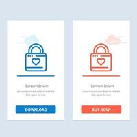 Lock Locker Heart Heart Hacker Heart Lock  Blue and Red Download and Buy Now web Widget Card Template vector