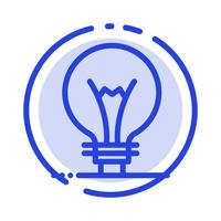 Idea Innovation Invention Light bulb Blue Dotted Line Line Icon vector