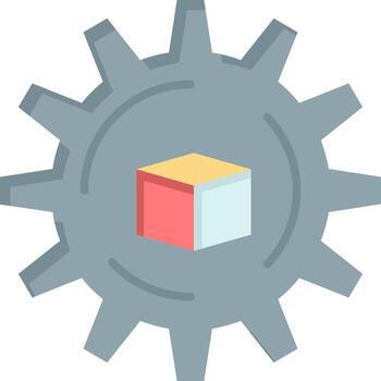 Automated Data Solution Science  Flat Color Icon Vector icon banner Template