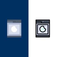 Cooking Machine Wash Clean  Icons Flat and Line Filled Icon Set Vector Blue Background