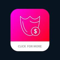 Shield Guard Safety Secure Security Dollar Mobile App Button Android and IOS Line Version vector