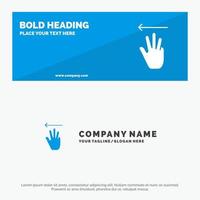 Hand Hand Cursor Up Left SOlid Icon Website Banner and Business Logo Template vector