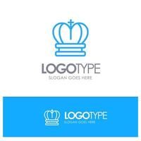 Crown King Royal Empire Blue outLine Logo with place for tagline vector