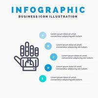 Tracking Glove Hand Technology Line icon with 5 steps presentation infographics Background vector