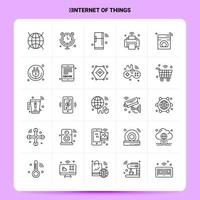 esquema 25 conjunto de iconos de internet de las cosas diseño de estilo de línea vectorial conjunto de iconos negros paquete de pictogramas lineales diseño de ideas de negocios web y móviles ilustración vectorial vector