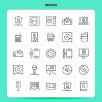 OutLine 25 Devices Icon set Vector Line Style Design Black Icons Set Linear pictogram pack Web and Mobile Business ideas design Vector Illustration