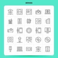 OutLine 25 Devices Icon set Vector Line Style Design Black Icons Set Linear pictogram pack Web and Mobile Business ideas design Vector Illustration