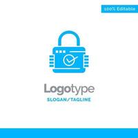 Lock Padlock Security Secure Blue Solid Logo Template Place for Tagline vector