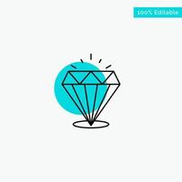 Diamond Shine Expensive Stone turquoise highlight circle point Vector icon
