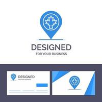 Creative Business Card and Logo template Map Location Canada Leaf Vector Illustration