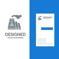 Factory Pollution Production Smoke Grey Logo Design and Business Card Template vector