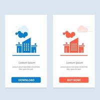 Factory Industry Landscape Pollution  Blue and Red Download and Buy Now web Widget Card Template vector