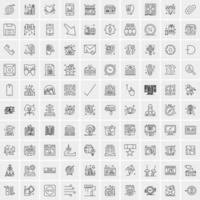 conjunto de 100 iconos de línea de negocios creativos vector